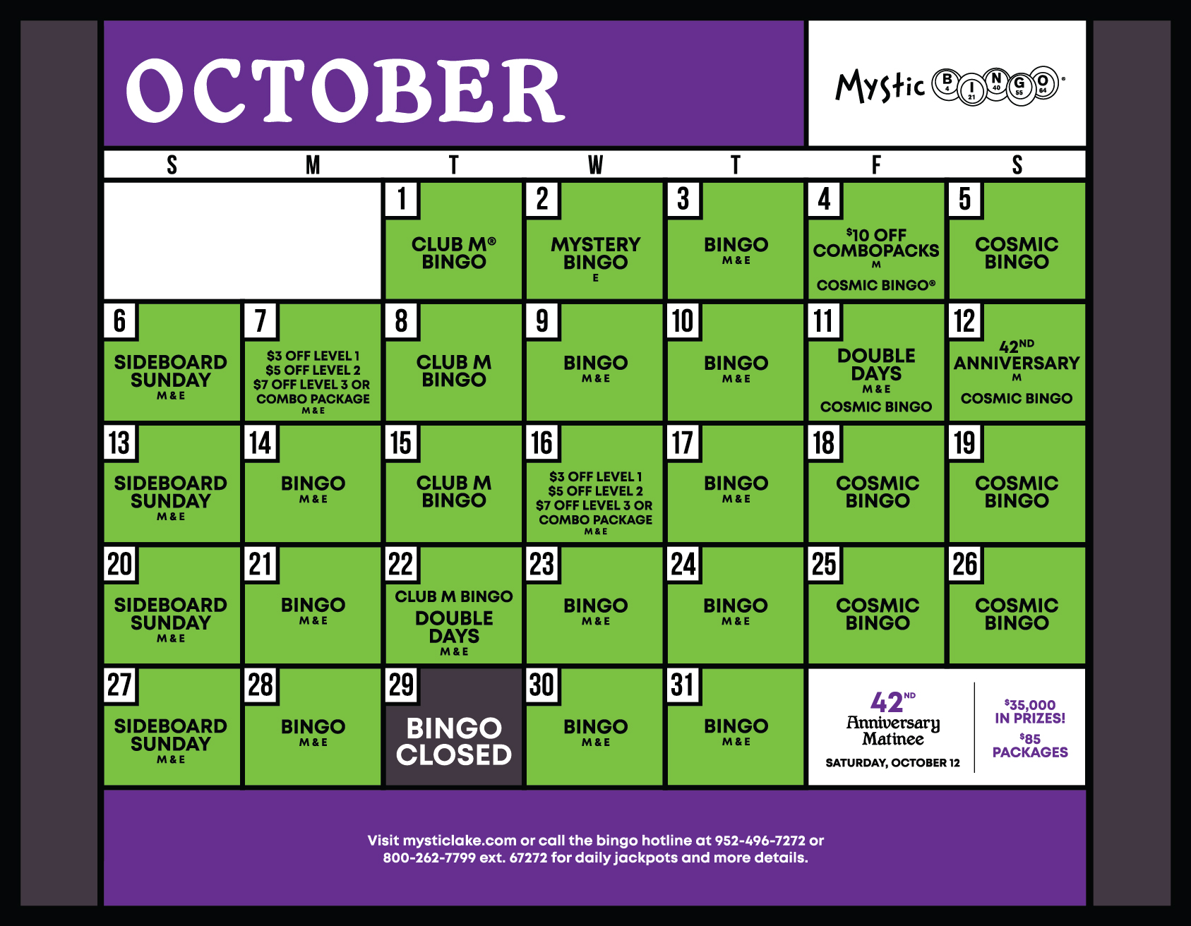 Bingo calendar
